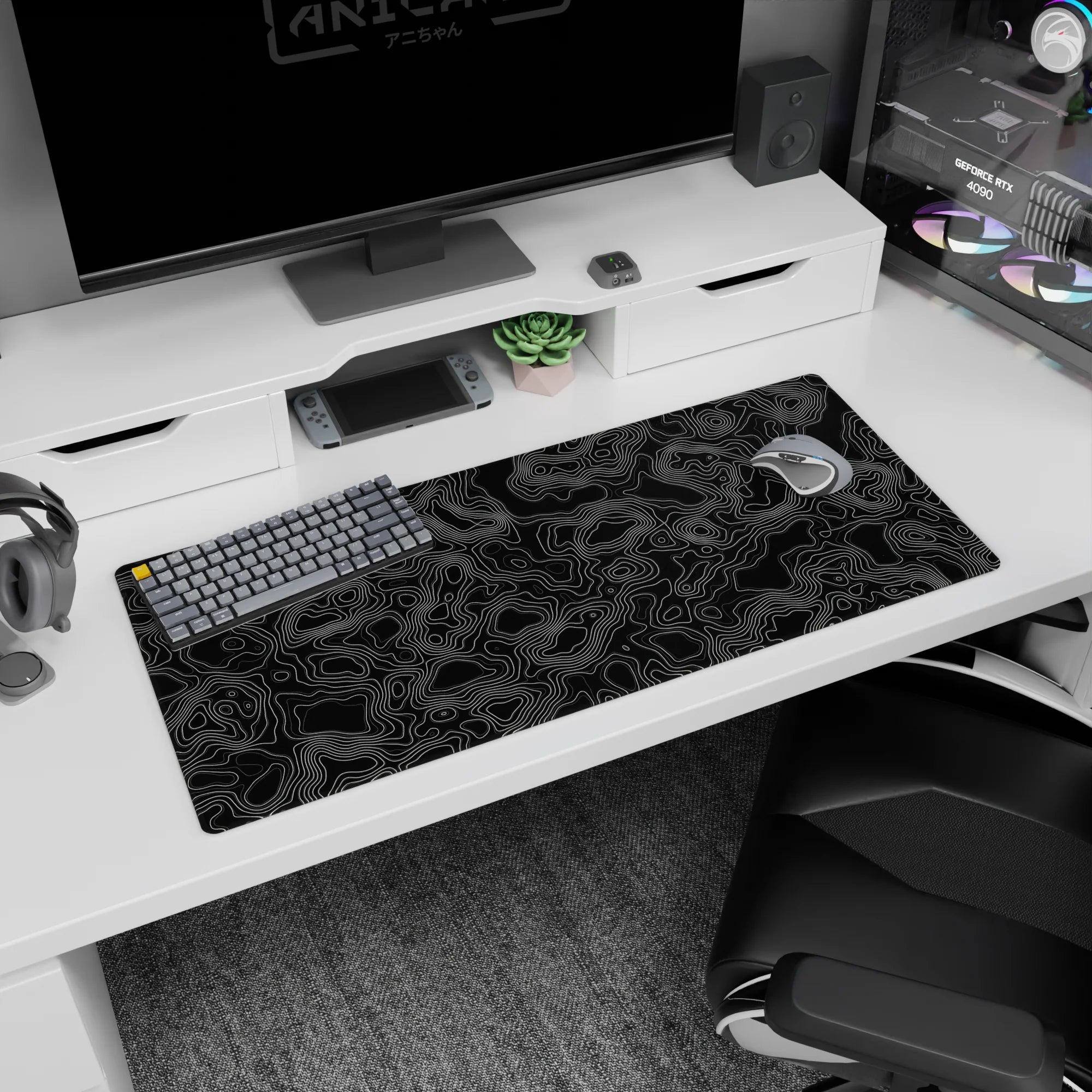 Topographic (Topo) Deskmat | Mousepad | Deskpad - Geometric Terrain - AniChan