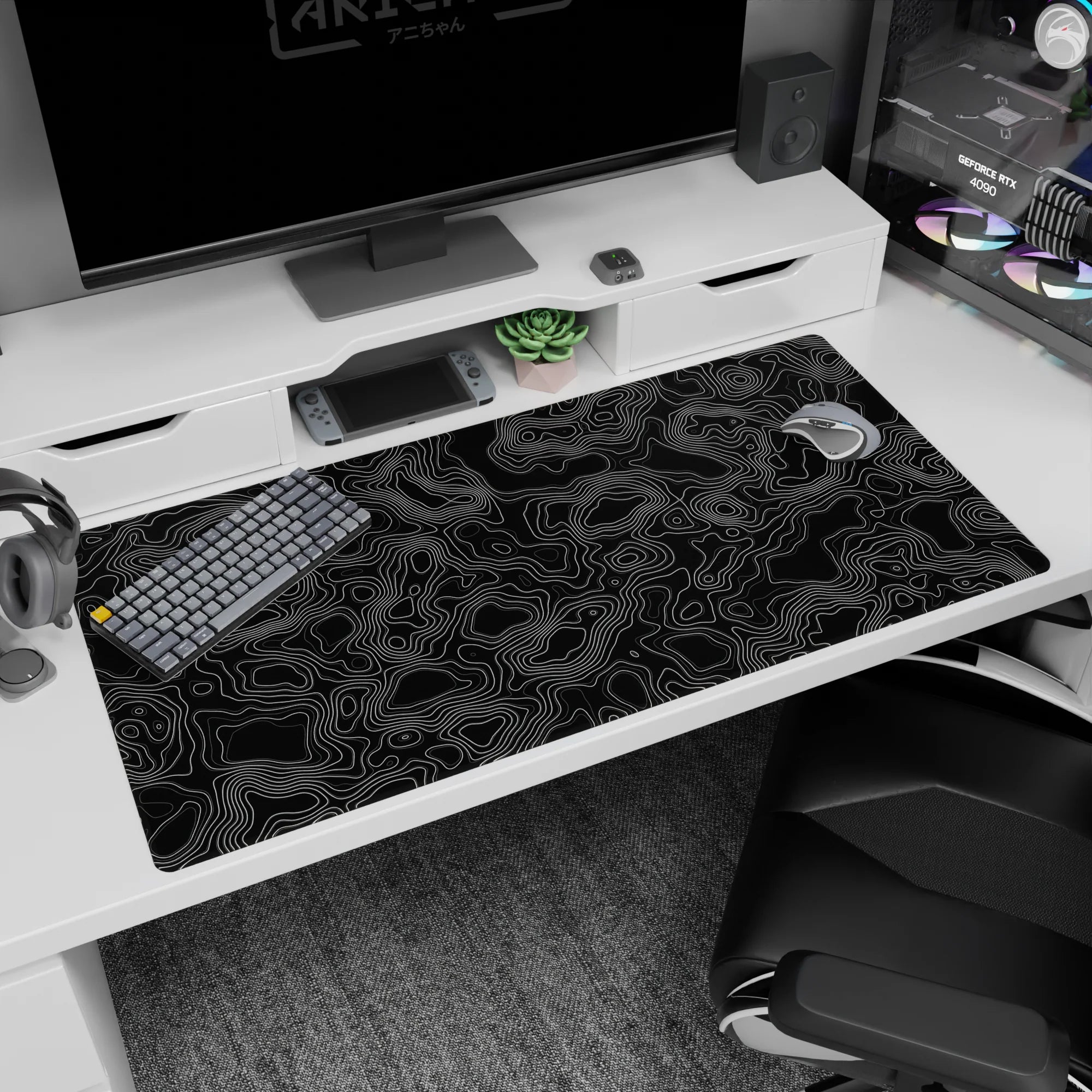 Topographic (Topo) Deskmat | Mousepad | Deskpad - Geometric Terrain - AniChan