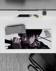 28x12 inches mouse pad with Levi, capturing his ruthless finesse through stark contrasts and razor detail for an intense vibe.