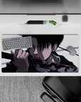 32x16 inches mouse pad with Levi’s ruthless finesse, captured with stark contrasts and razor detail for a striking AOT-inspired design.