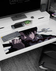 Artistic 36x16 inches mouse pad featuring Levi, with stark contrasts and razor detail to showcase his unshakable focus and finesse.