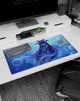 32x16 inches mouse pad showing a floating anime schoolgirl reaching out, bunny headband, weightless ocean.