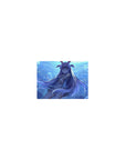 Classic anime girl mouse pad 14x10 inches with floating ocean scene, bubbles, lavender hair, bunny headband.
