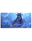 32x16 inches anime girl mouse pad with underwater blue ocean scene, bubbles, lavender hair, bunny ears.