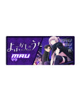 Call of the Night anime girl mouse pad 28x12 inches with Mau, neon city backdrop, purple diamond signage.