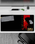 Anime mouse pad 32x16 inches featuring Cowboy Bebop's Spike Spiegel silhouette, neon "See You Space Cowboy" text and Swordfish II.