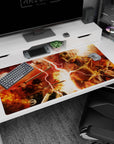 Large 40x20 inches mouse pad with fiery reds, brutal combat, and titan chaos, capturing the fury of Attack on Titan in every detail.