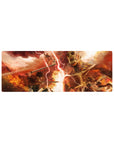 Compact 32x12 inches mouse pad with fiery reds, brutal combat, and titan chaos for an intense Attack on Titan-inspired look.