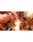 Mouse pad featuring Attack on Titan, 40x20 inches, with fiery reds, brutal combat, and titan chaos for an action-packed design.