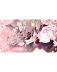 Anime girl desk pad 40x20 inches with sailor uniform schoolgirl under swirling cherry blossom petals.