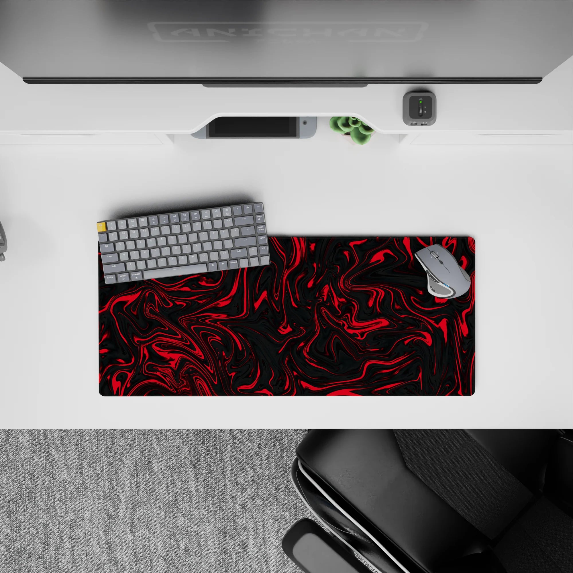 Liquid Abstract Deskmat | Mousepad | Deskpad - Crimson Surge - AniChan