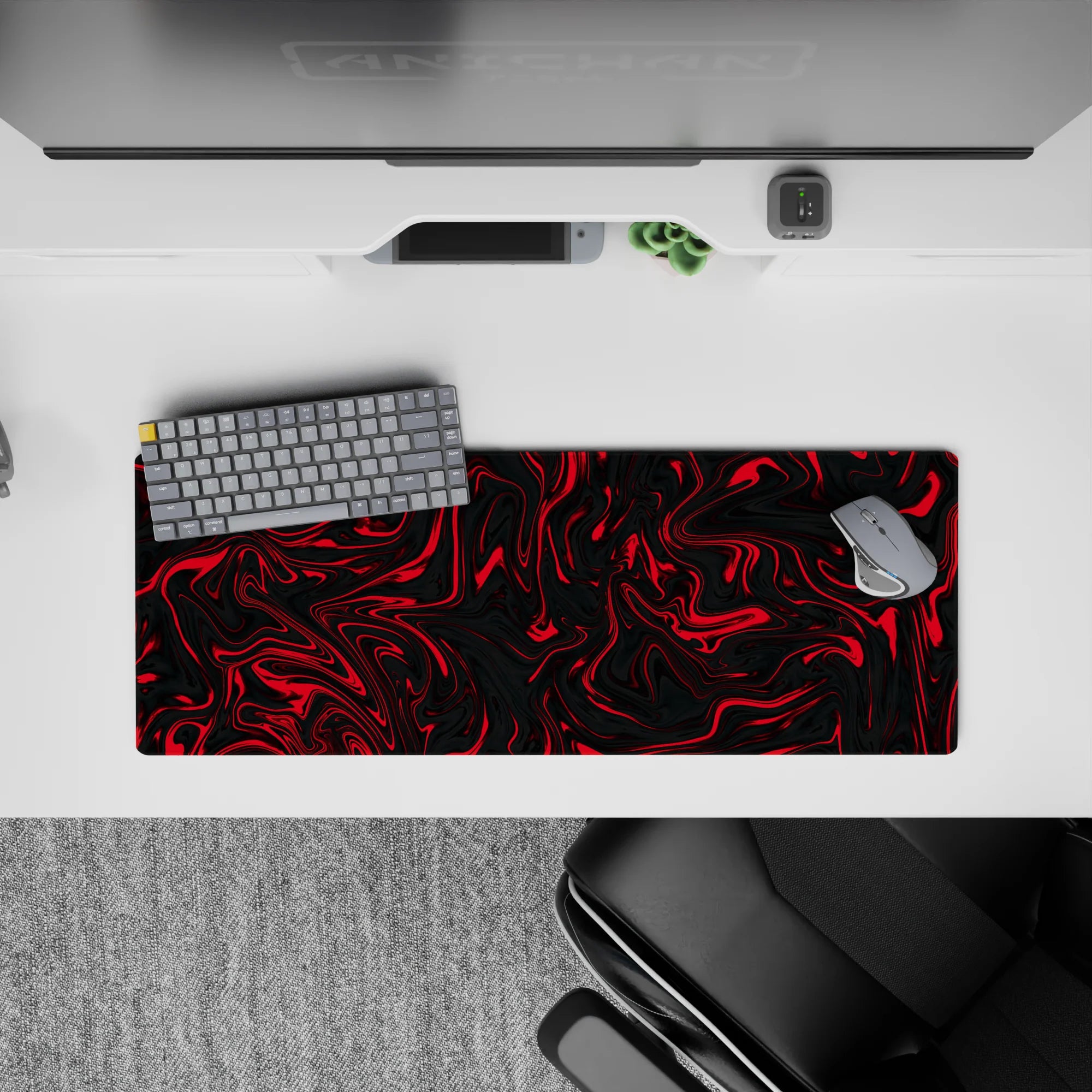 Liquid Abstract Deskmat | Mousepad | Deskpad - Crimson Surge - AniChan