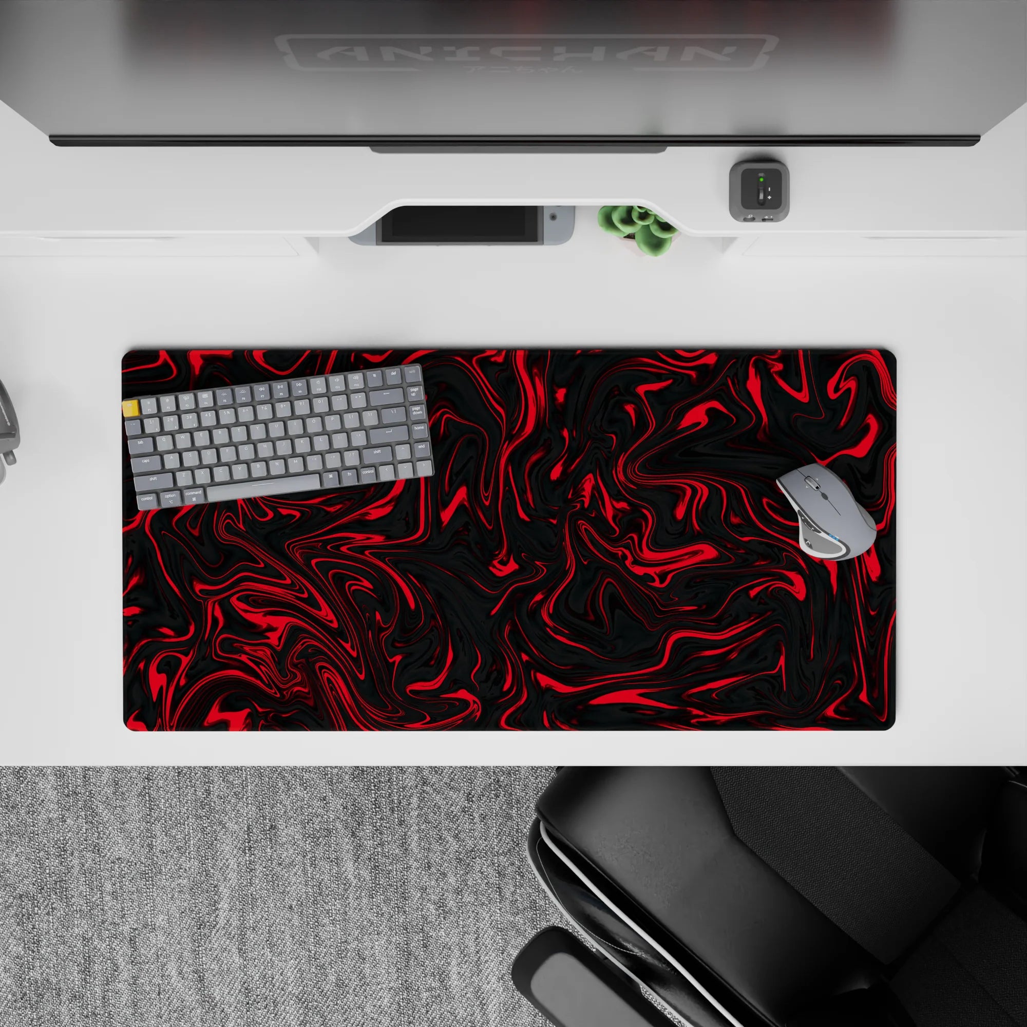 Liquid Abstract Deskmat | Mousepad | Deskpad - Crimson Surge - AniChan