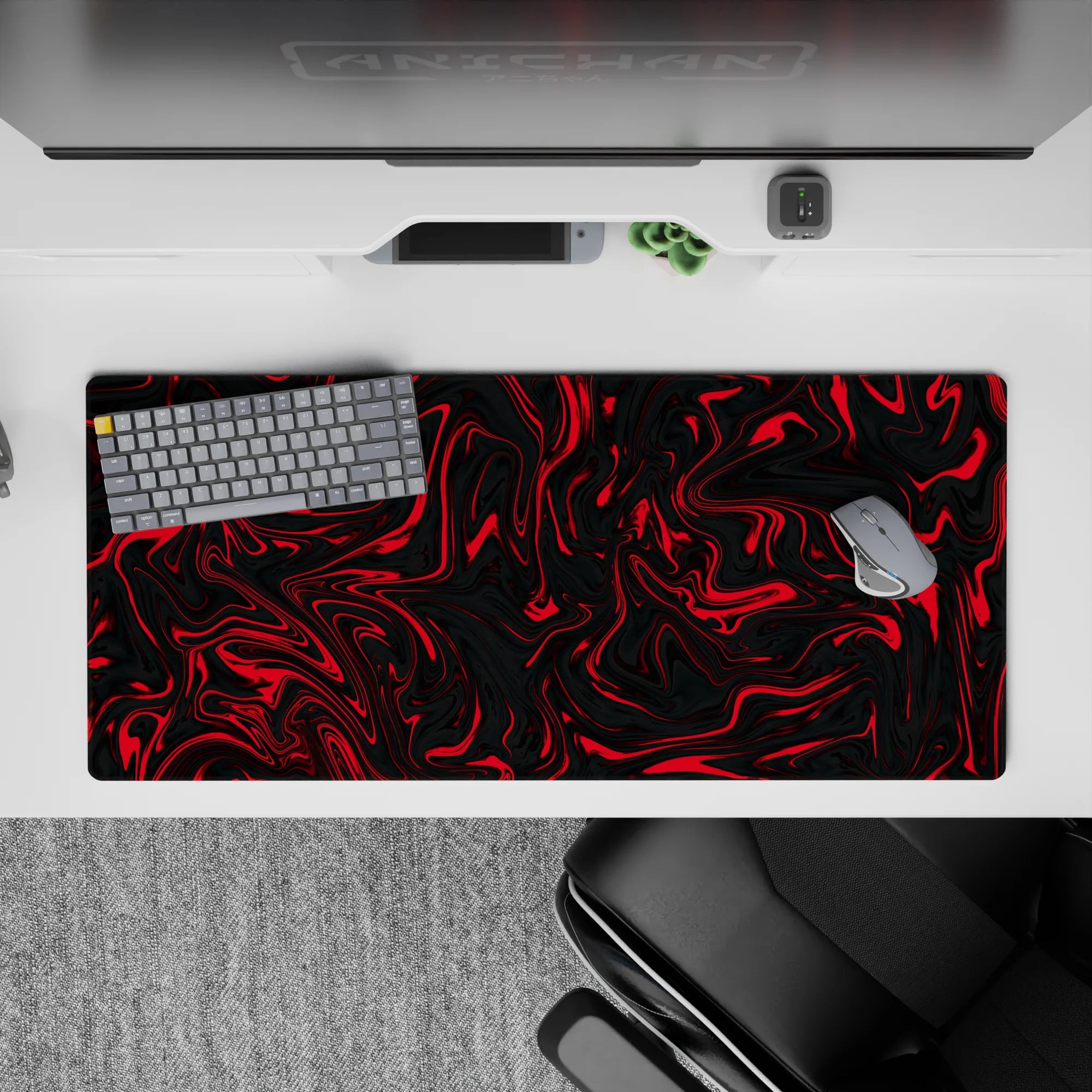 Liquid Abstract Deskmat | Mousepad | Deskpad - Crimson Surge - AniChan