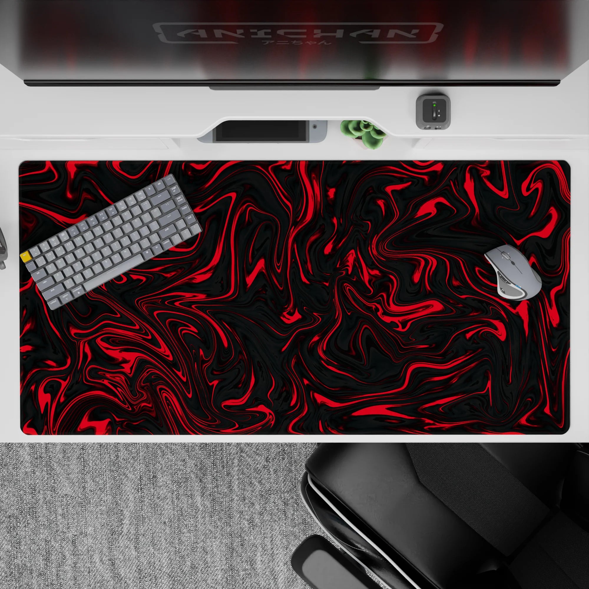 Liquid Abstract Deskmat | Mousepad | Deskpad - Crimson Surge - AniChan