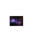 Cosmic deep space design mouse pad with black nebula clouds and violet haze, 14x10 inches desk accessory.