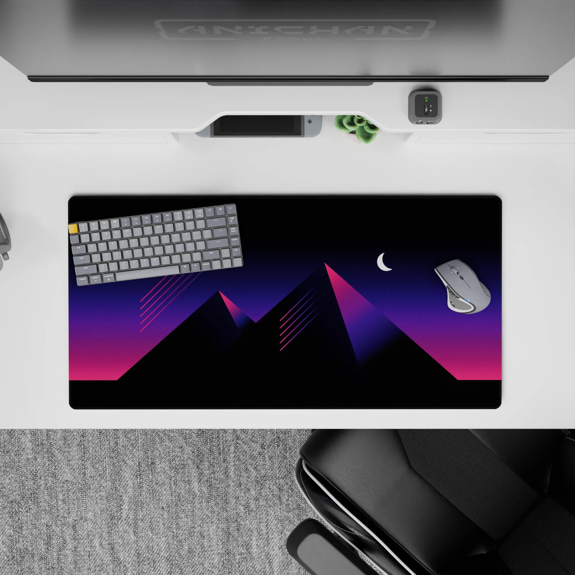 Retrowave-Vaporwave Deskmat | Mousepad | Deskpad - Pyramid Dreams - AniChan