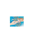 Asuna in a white bikini from Sword Art Online, 14x10 inches anime mouse pad, captures sunlit water and summer vibes.