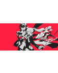 Desk pad featuring Joker and Kasumi from Persona 5 Royal, 36x16 inches, with red background and bold black shadows.