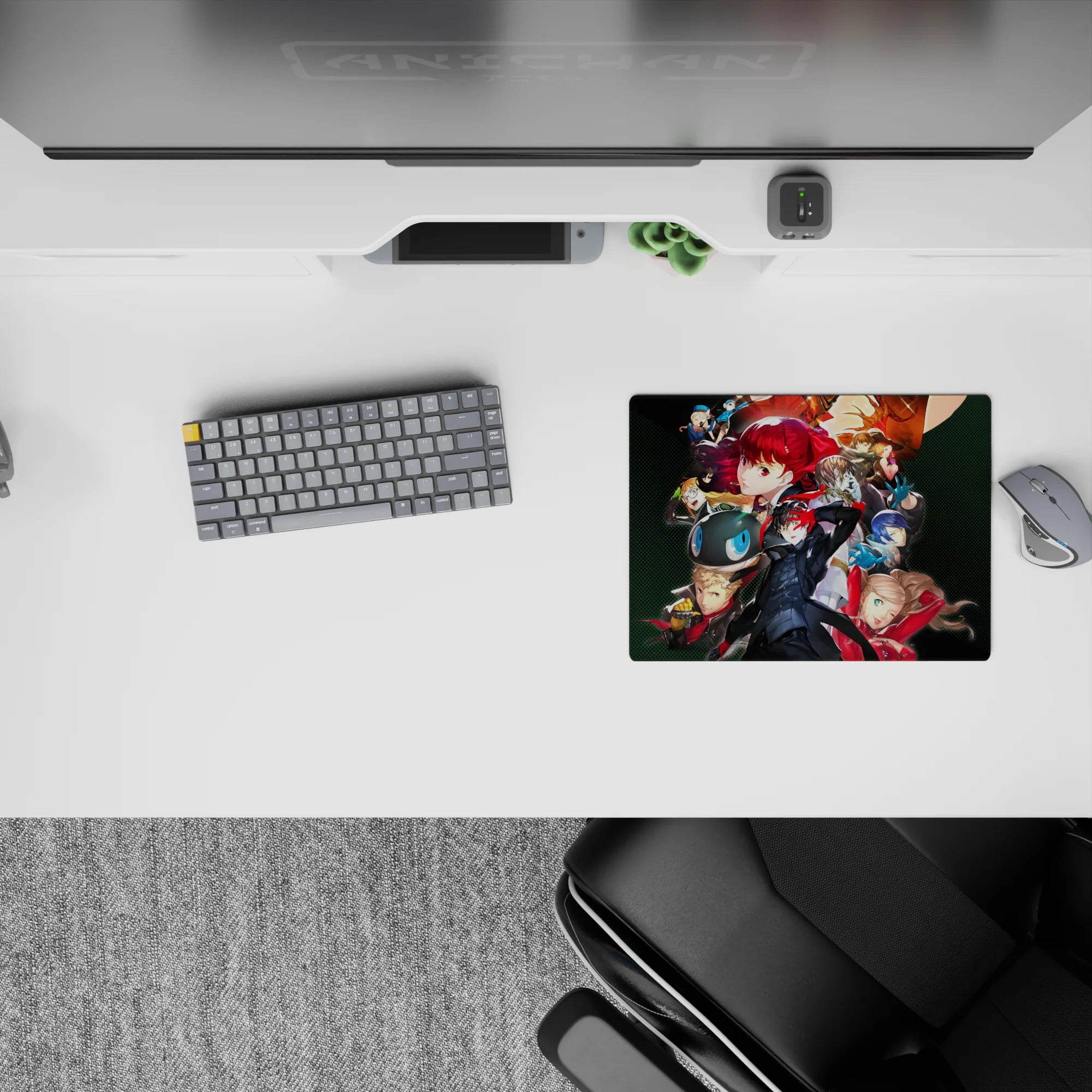 Classic 14x10 inches mouse pad featuring Persona 5&#39;s Phantom Thieves. Joker, Mona, and Kasumi in dynamic, colorful poses.