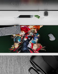 Anime desk pad 36x16 inches featuring Persona 5's Phantom Thieves, Joker, Mona, and Kasumi in vibrant, rebellious poses.