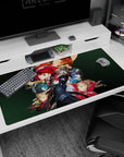 Persona 5 desk pad 40x20 inches featuring Joker, Mona, and Kasumi in dynamic poses with vibrant colors and action-packed energy.