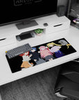 32x12 inches anime girl mouse pad showing red, blue, pink, and blonde girls posing in a cute lineup.