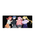 28x12 inches anime girl mouse pad with four minimalist girls lined up on a black background.