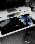 Anime desk pad featuring Bleach's Kenpachi Zaraki with blood and intensity, size 40x20 inches.