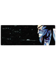Kenpachi Zaraki anime mouse pad 32x12 inches featuring Bleach's fierce character with blood, blue shadows, and intense gaze.