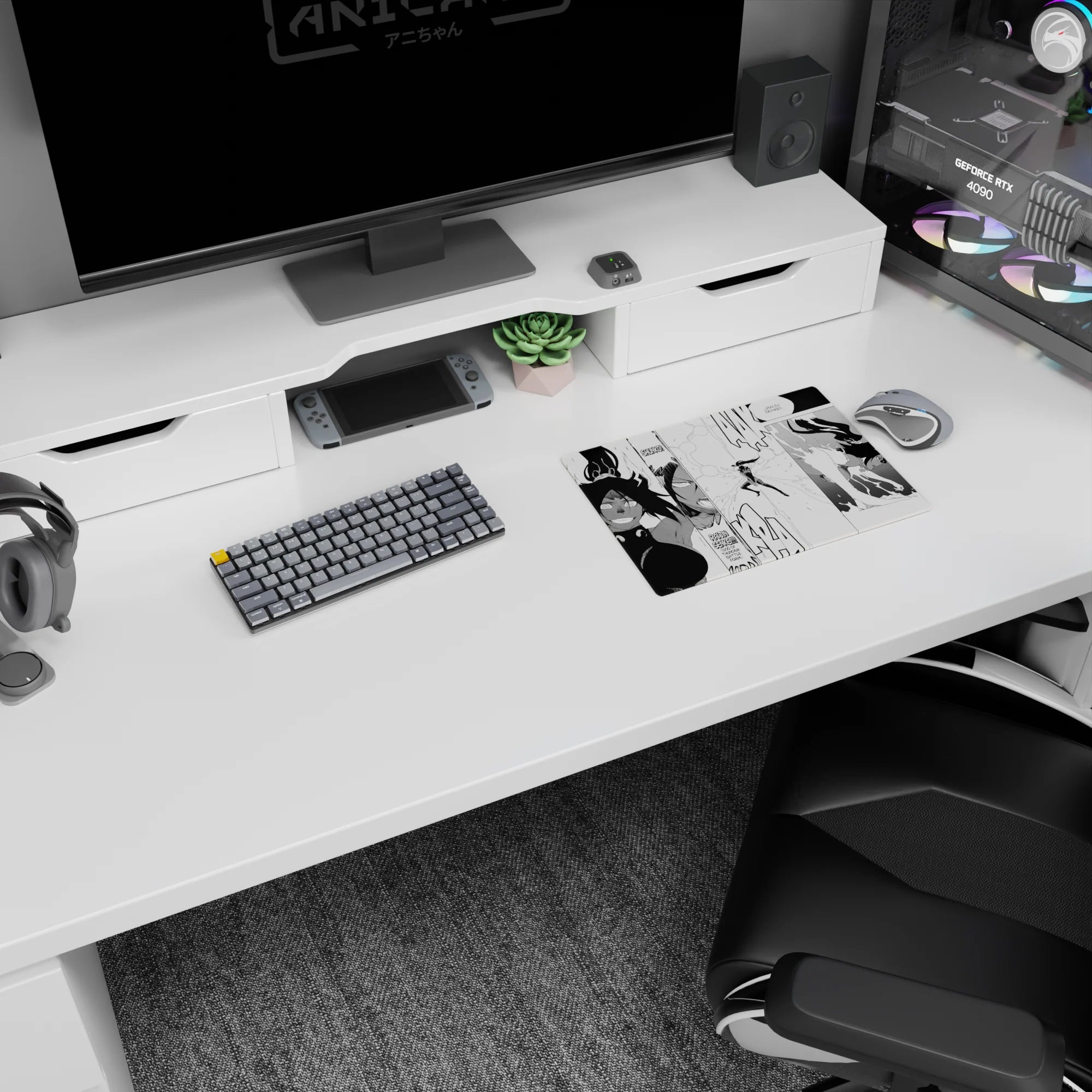 Bleach anime mouse pad featuring Yoruichi Shihoin in Raijin Senkei form, 14x10 inches, vibrant and dynamic design.