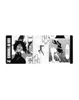 Bleach anime mouse pad 28x12 inches featuring Yoruichi Shihoin in Raijin Senkei form, with dynamic manga panel design.