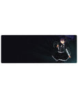 32x12 inches anime girl mouse pad with goth maid in ruffled black dress, eyepatch, cross charm, starry night.