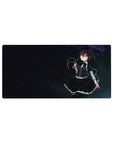 32x16 inches anime girl mouse pad with goth maid in ruffled black dress, eyepatch, cross charm, starry sky.