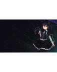 40x20 inches anime girl desk pad with gothic maid in ruffled black dress, eyepatch, and cross charm.