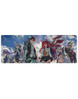 Stormy hero crew anime girl mouse pad, glowing steel arm and massive blade, 32x12 inches.