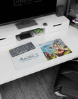 Atelier Ryza 3 Ryza anime girl mouse pad 28x12 inches, smiling on a sunny cliff above blue lagoons.