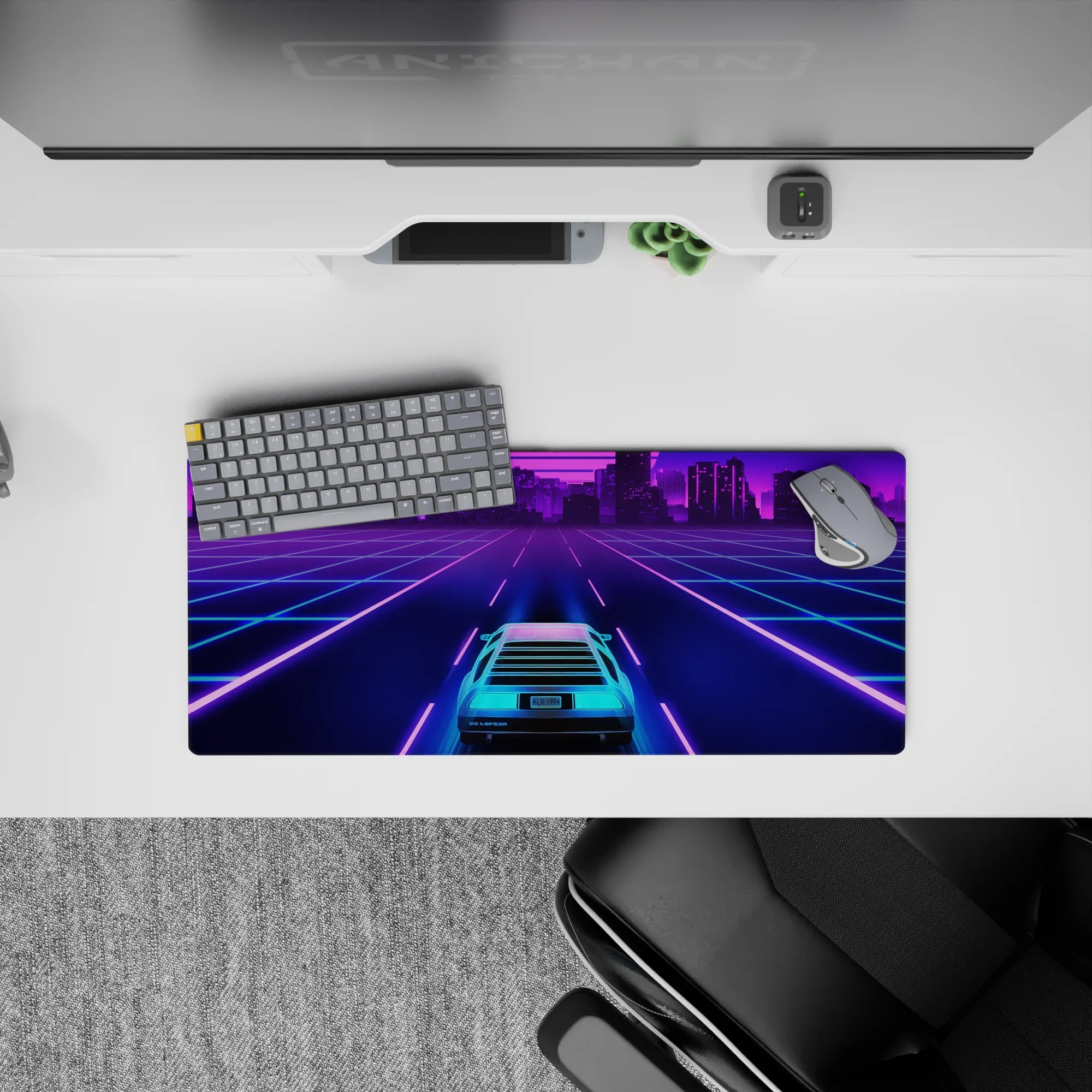 Retrowave-Vaporwave Deskmat | Mousepad | Deskpad - Neon City Cruise - AniChan