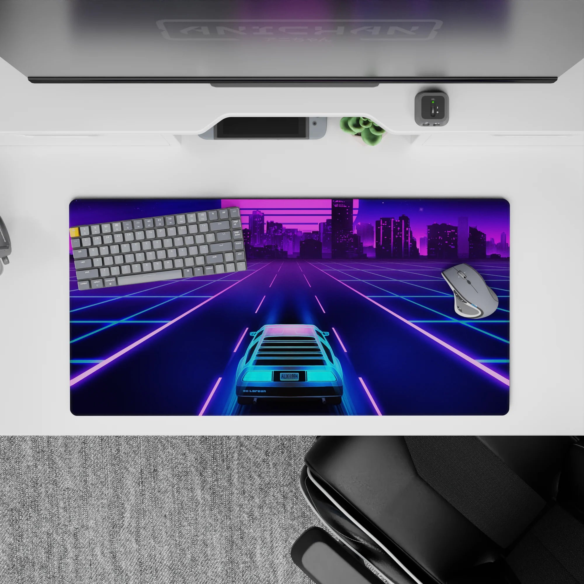 Retrowave-Vaporwave Deskmat | Mousepad | Deskpad - Neon City Cruise - AniChan