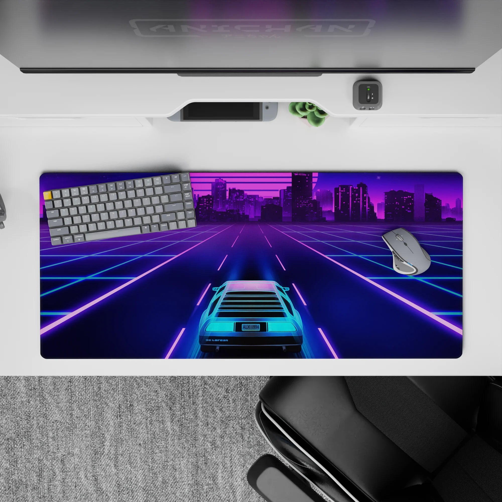 Retrowave-Vaporwave Deskmat | Mousepad | Deskpad - Neon City Cruise - AniChan