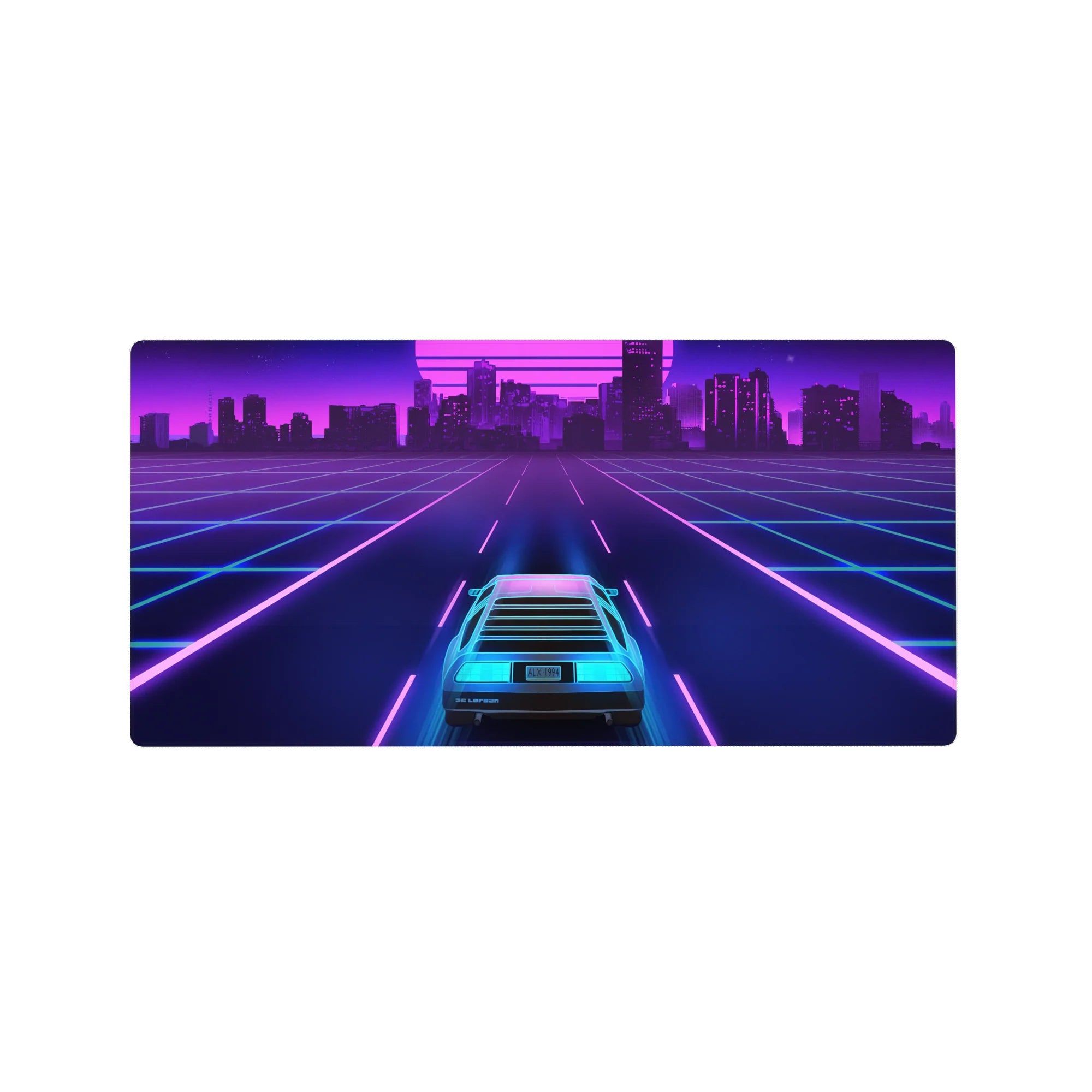 Retrowave-Vaporwave Deskmat | Mousepad | Deskpad - Neon City Cruise - AniChan