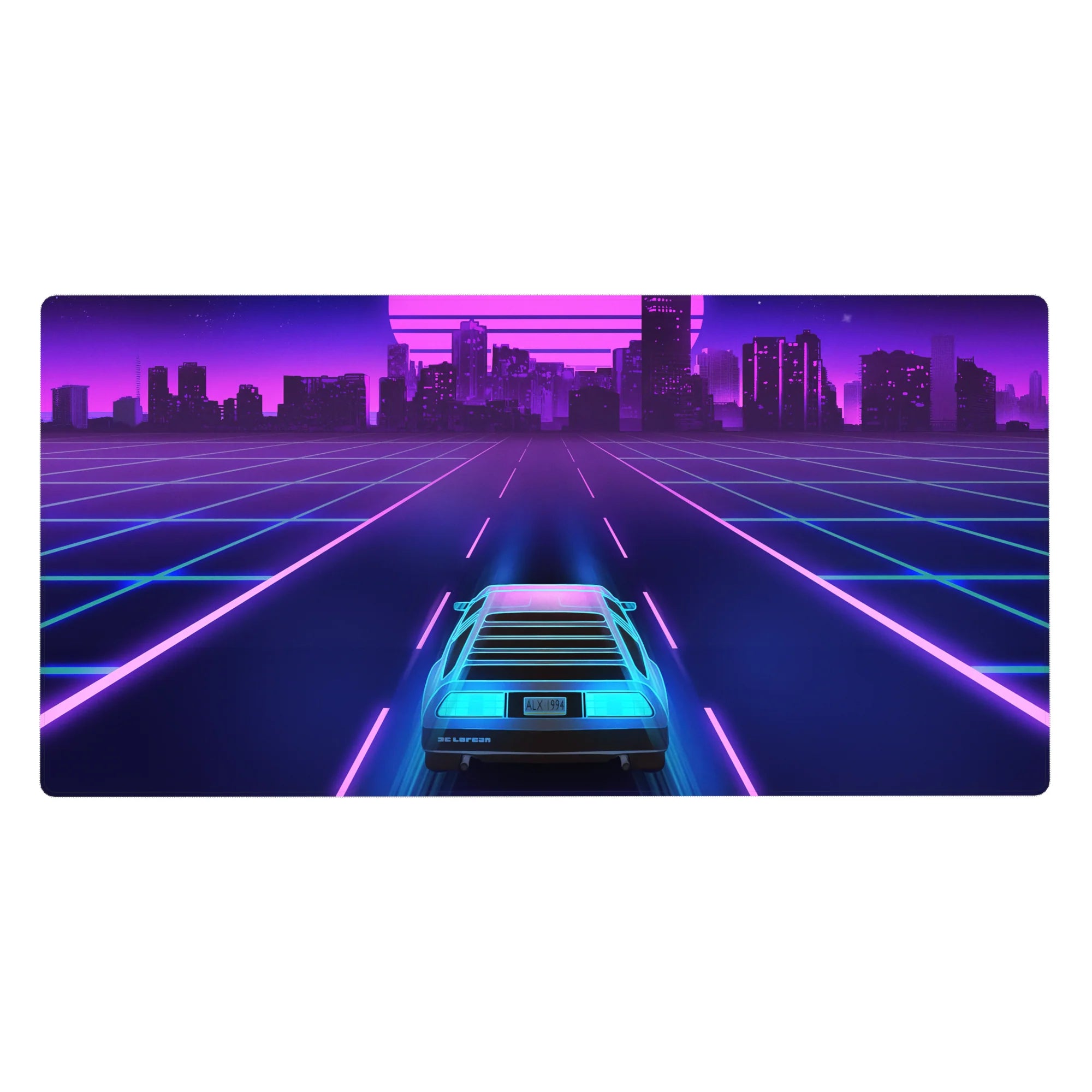 Retrowave-Vaporwave Deskmat | Mousepad | Deskpad - Neon City Cruise - AniChan