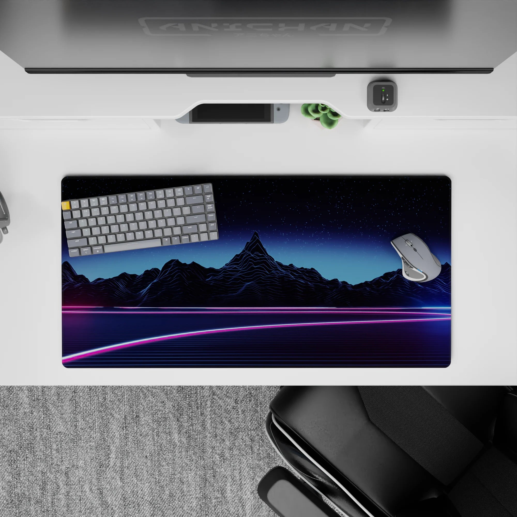 Retrowave-Vaporwave Deskmat | Mousepad | Deskpad - Neon Horizon Drive - AniChan