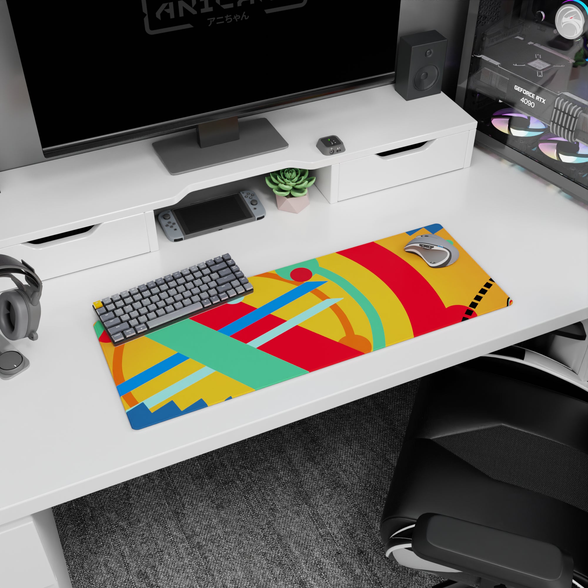 Abstract Deskmat | Mousepad | Deskpad - Vivid Color Surge