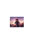 14x10 inches classic anime girl mouse pad with pink-haired schoolgirl, dark uniform, and giant sword art.