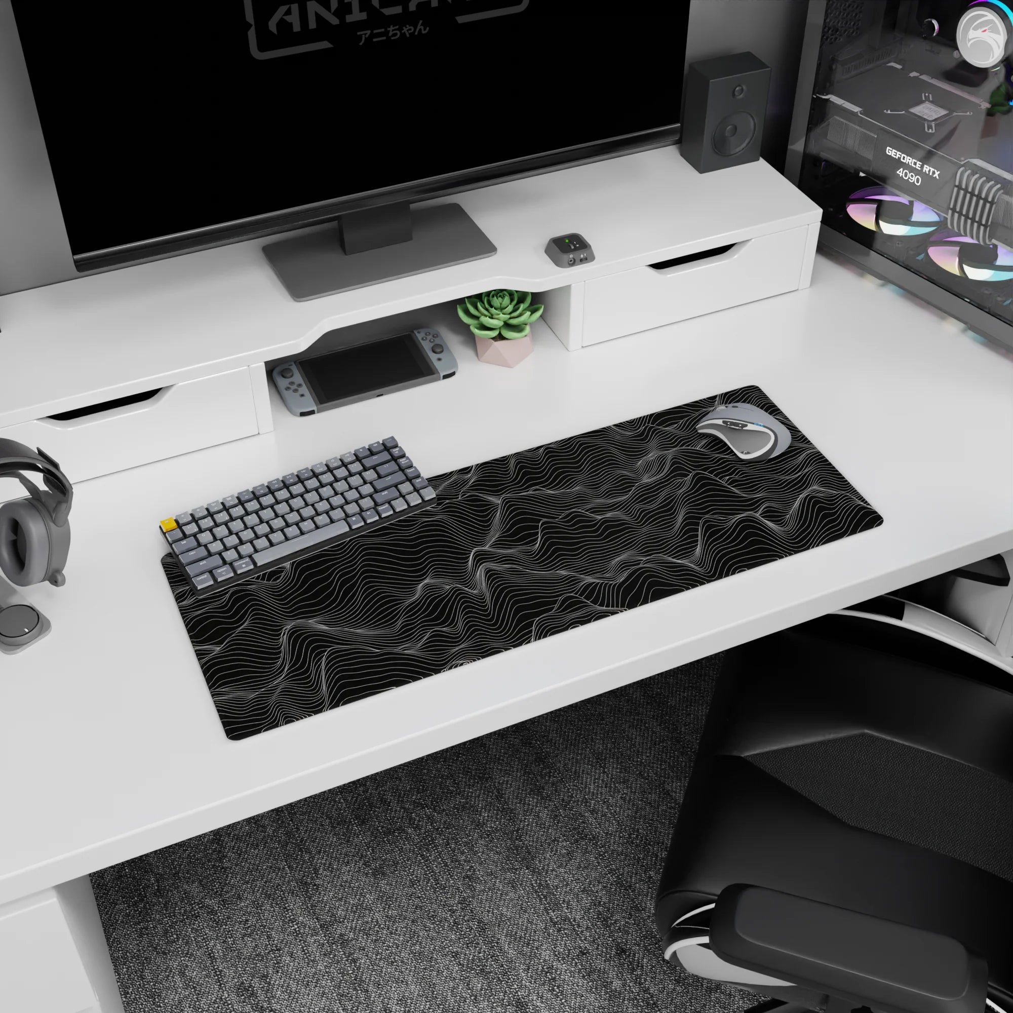 Topographic (Topo) Deskmat | Mousepad | Deskpad - Waveform Elegance - AniChan