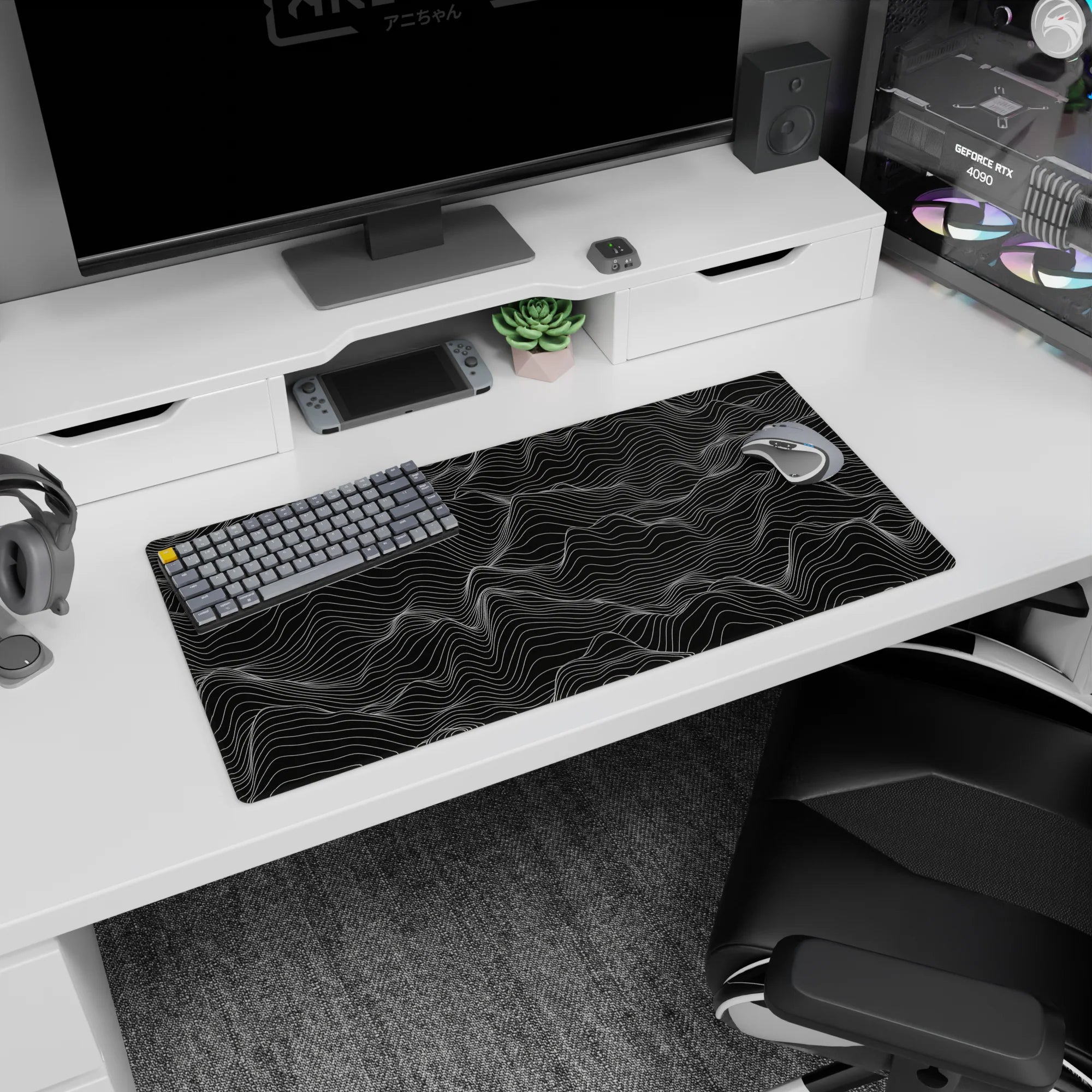 Topographic (Topo) Deskmat | Mousepad | Deskpad - Waveform Elegance - AniChan