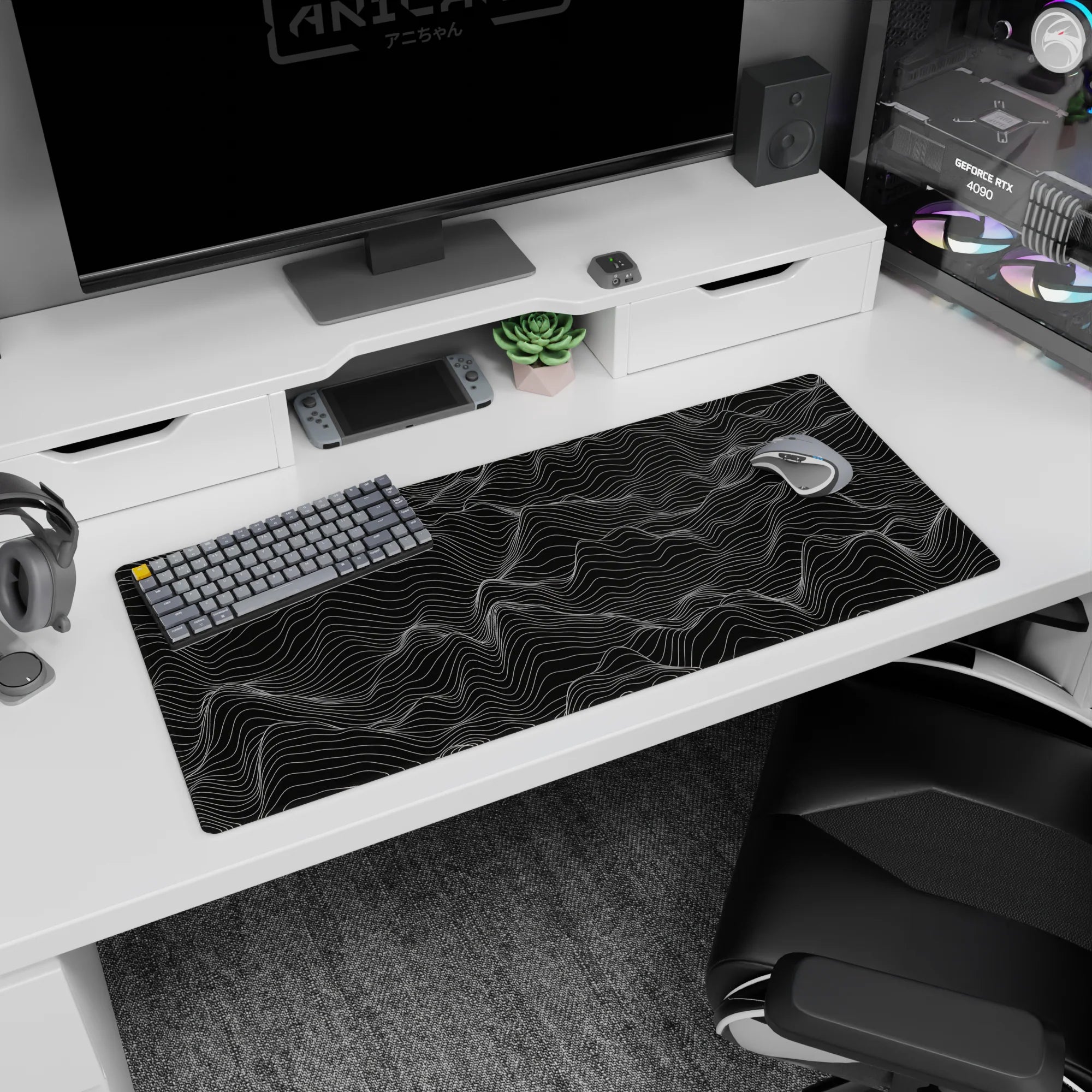 Topographic (Topo) Deskmat | Mousepad | Deskpad - Waveform Elegance - AniChan