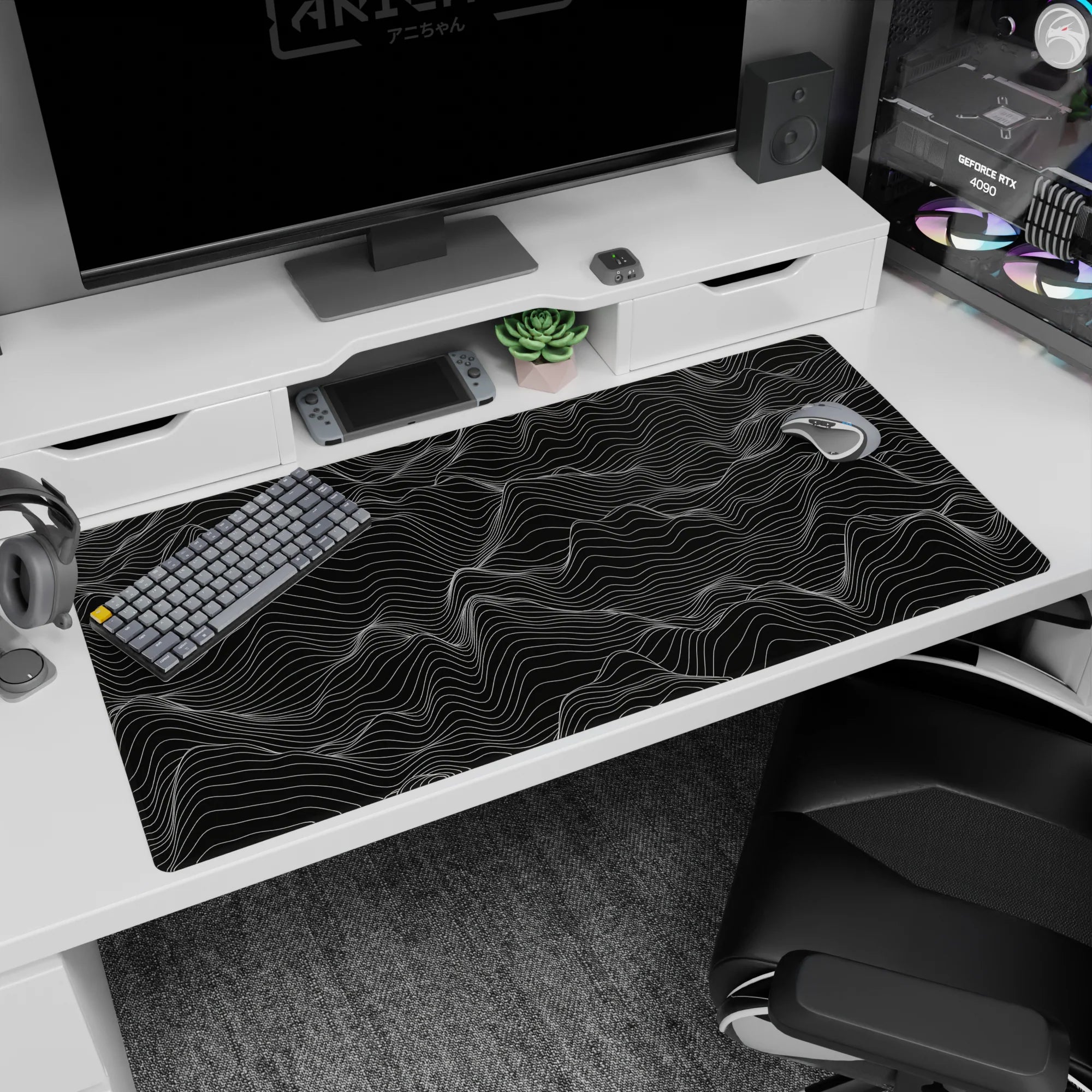 Topographic (Topo) Deskmat | Mousepad | Deskpad - Waveform Elegance - AniChan