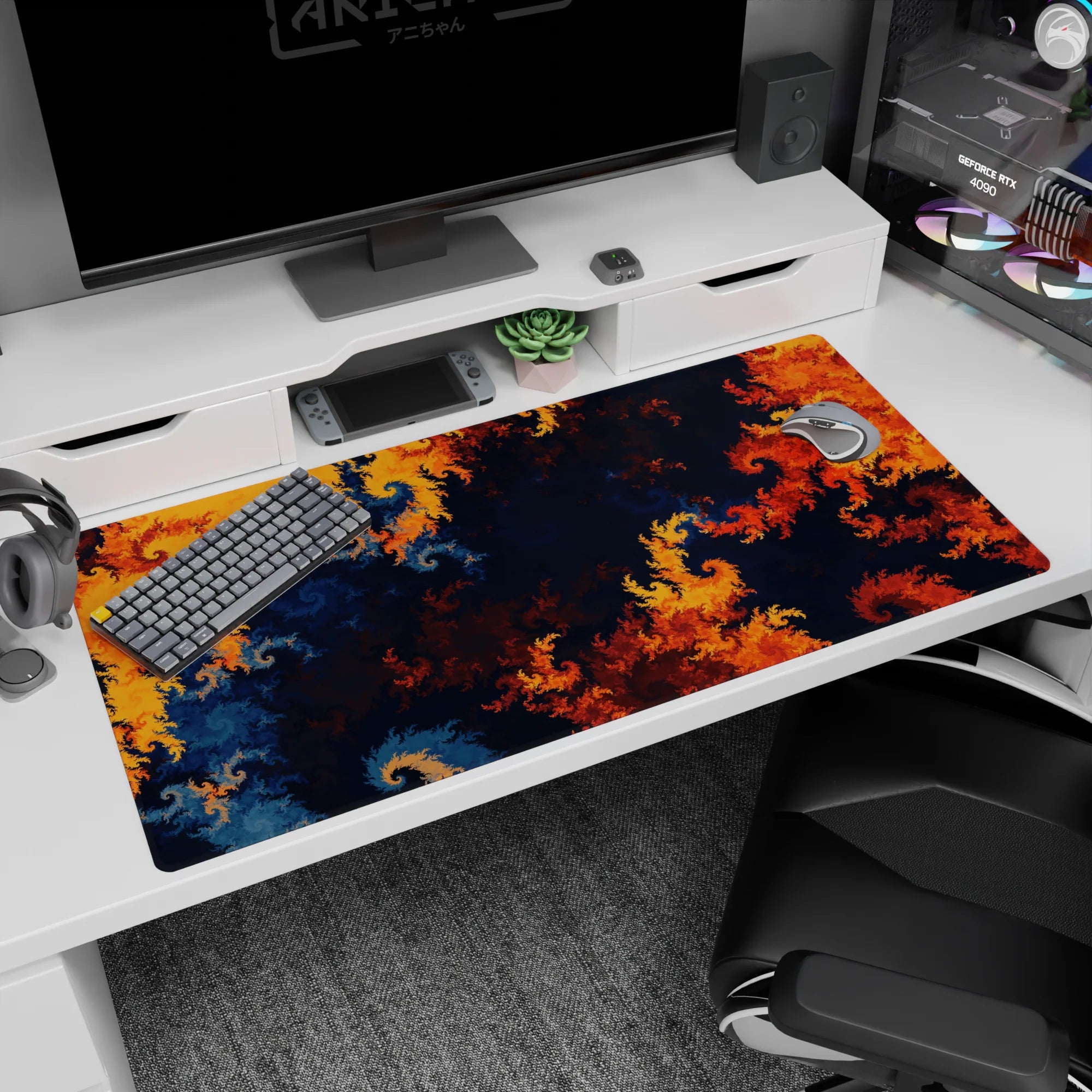 Abstract Deskmat | Mousepad | Deskpad - Fiery Fractals - AniChan